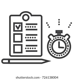 time management vector line icon, sign, illustration on background, editable strokes
