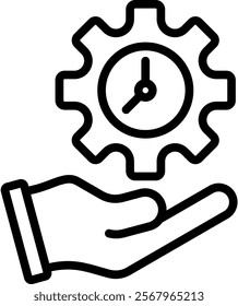 Time Management Vector Lineal Icon On White Background.