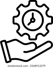 Time Management Vector Lineal Icon On White Background.