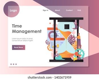 Time management vector website template, web page and landing page design for website and mobile site development. Effective time planning, deadline concept.