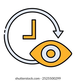 Time Management and Vision vector icon, clock and eye icon, time tracking and efficiency illustration