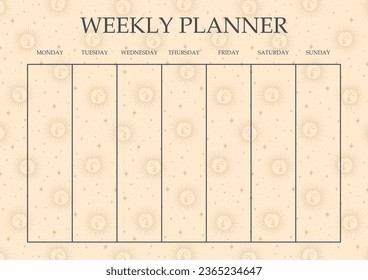 Time management weekly planner design in pastel colors