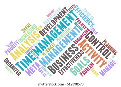 Time management word cloud typography