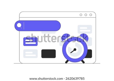 Time Management. Work Organization and Life Events Notification. Memo Reminder, Work Plan. Flat Cartoon Vector Illustration, icon. Stylish abstract design landing page