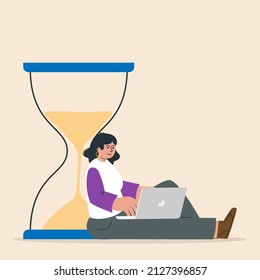 Time management. Workflow time and quality control for successful results monitoring and job tasks optimization. Effective business planning, successful teamwork solution. Vector illustration.