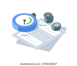 Conceito de ícone de gerenciamento de tempo, lista de verificação ou lista de tarefas pendentes