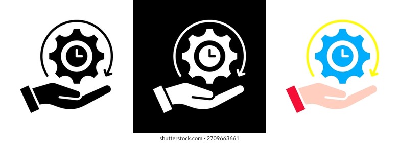 Ilustración vectorial de glifos de conjunto de iconos de administración de tiempo