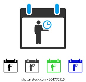 Time Manager Calendar Day flat vector pictogram. Colored time manager calendar day gray, black, blue, green pictogram versions. Flat icon style for web design.