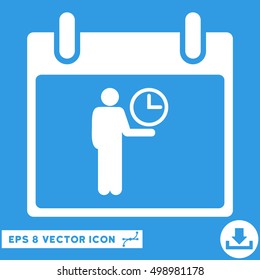 Time Manager Calendar Day icon. Vector EPS illustration style is flat iconic symbol, white color.