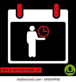 Time Manager Calendar Day icon. Vector EPS illustration style is flat iconic bicolor symbol, red and white colors.