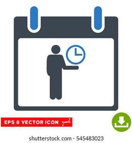 Time Manager Calendar Day icon. Vector EPS illustration style is flat iconic bicolor symbol, smooth blue colors.