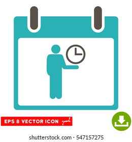Time Manager Calendar Day icon. Vector EPS illustration style is flat iconic bicolor symbol, grey and cyan colors.