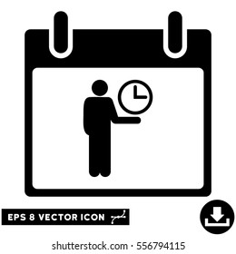 Time Manager Calendar Day icon. Vector EPS illustration style is flat iconic symbol, black color.