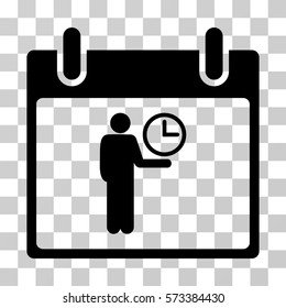 Time Manager Calendar Day icon. Vector illustration style is flat iconic symbol, black color, transparent background. Designed for web and software interfaces.