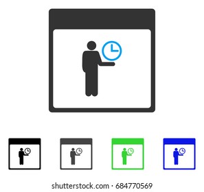 Time Manager Calendar Page flat vector pictograph. Colored time manager calendar page gray, black, blue, green icon variants. Flat icon style for application design.