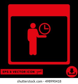 Time Manager Calendar Page icon. Vector EPS illustration style is flat iconic symbol, red color.