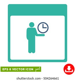 Time Manager Calendar Page icon. Vector EPS illustration style is flat iconic bicolor symbol, cobalt and cyan colors.