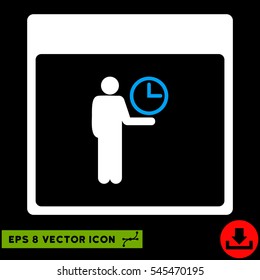 Time Manager Calendar Page icon. Vector EPS illustration style is flat iconic bicolor symbol, blue and white colors.