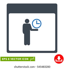 Time Manager Calendar Page icon. Vector EPS illustration style is flat iconic bicolor symbol, smooth blue colors.
