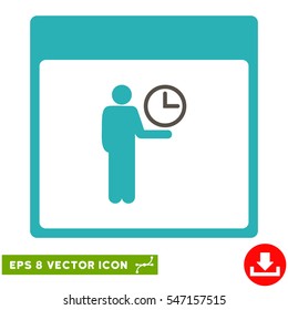 Time Manager Calendar Page icon. Vector EPS illustration style is flat iconic bicolor symbol, grey and cyan colors.