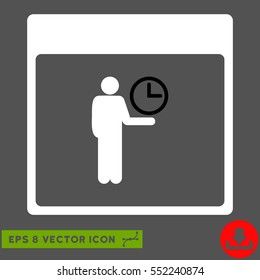 Time Manager Calendar Page icon. Vector EPS illustration style is flat iconic bicolor symbol, black and white colors.
