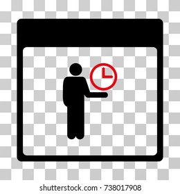 Time Manager Calendar Page icon. Vector illustration style is flat iconic bicolor symbol, intensive red and black colors, transparent background. Designed for web and software interfaces.