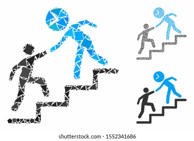 Time manager help mosaic of tuberous elements in various sizes and color tones, based on time manager help icon. Vector tuberous elements are composed into illustration.