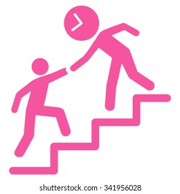 Time Manager Help vector icon. Style is flat symbol, pink color, rounded angles, white background.
