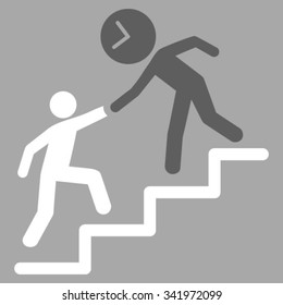 Time Manager Help vector icon. Style is bicolor flat symbol, dark gray and white colors, rounded angles, silver background.