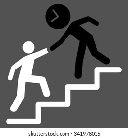 Time Manager Help vector icon. Style is bicolor flat symbol, black and white colors, rounded angles, gray background.