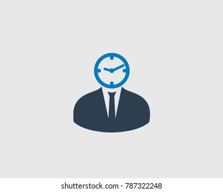 Time Manager Icon. Clock symbol with human body.