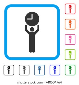 Time Manager icon. Flat grey iconic symbol in a light blue rounded rectangle. Black, gray, green, blue, red, orange color additional versions of Time Manager vector.