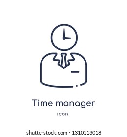 time manager icon from time management outline collection. Thin line time manager icon isolated on white background.