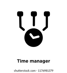 Time manager icon vector isolated on white background, logo concept of Time manager sign on transparent background, filled black symbol