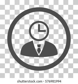 Time Manager rounded icon. Vector illustration style is a flat iconic symbol inside a circle, gray color, transparent background. Designed for web and software interfaces.