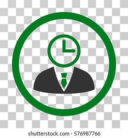 Time Manager rounded icon. Vector bicolor illustration style is a flat iconic symbol inside a circle, green and gray colors, transparent background. Designed for web and software interfaces.