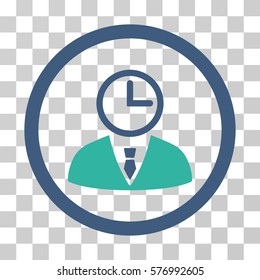 Time Manager rounded icon. Vector bicolor illustration style is a flat iconic symbol inside a circle, cobalt and cyan colors, transparent background. Designed for web and software interfaces.