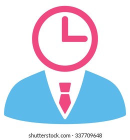 Time Manager vector icon. Style is bicolor flat symbol, pink and blue colors, rounded angles, white background.