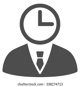 Time Manager vector icon. Style is flat symbol, gray color, rounded angles, white background.