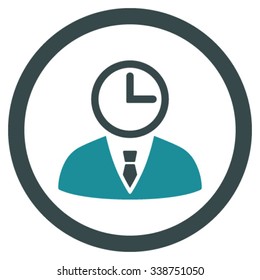 Time Manager vector icon. Style is bicolor flat rounded symbol, soft blue colors, rounded angles, white background.