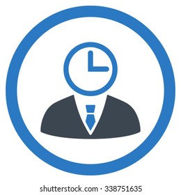 Time Manager vector icon. Style is bicolor flat rounded symbol, smooth blue colors, rounded angles, white background.