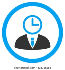 Time Manager vector icon. Style is bicolor flat rounded symbol, blue and gray colors, rounded angles, white background.