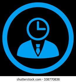 Time Manager vector icon. Style is flat rounded symbol, blue color, rounded angles, black background.