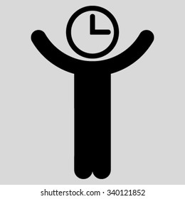 Time Manager vector icon. Style is flat symbol, black color, rounded angles, light gray background.