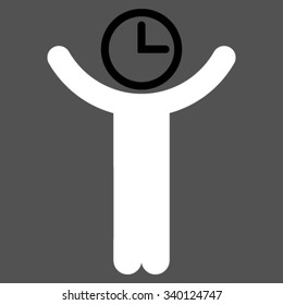 Time Manager vector icon. Style is bicolor flat symbol, black and white colors, rounded angles, gray background.