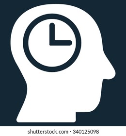 Time Manager vector icon. Style is flat symbol, white color, rounded angles, dark blue background.