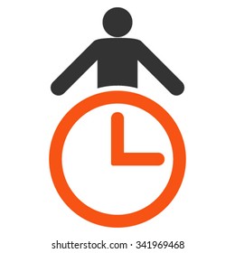 Time Manager vector icon. Style is bicolor flat symbol, orange and gray colors, rounded angles, white background.