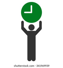 Time Manager vector icon. Style is bicolor flat symbol, green and gray colors, rounded angles, white background.
