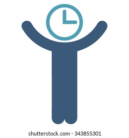 Time Manager vector icon. Style is bicolor flat symbol, cyan and blue colors, rounded angles, white background.
