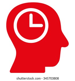 Time Manager vector icon. Style is flat symbol, red color, rounded angles, white background.